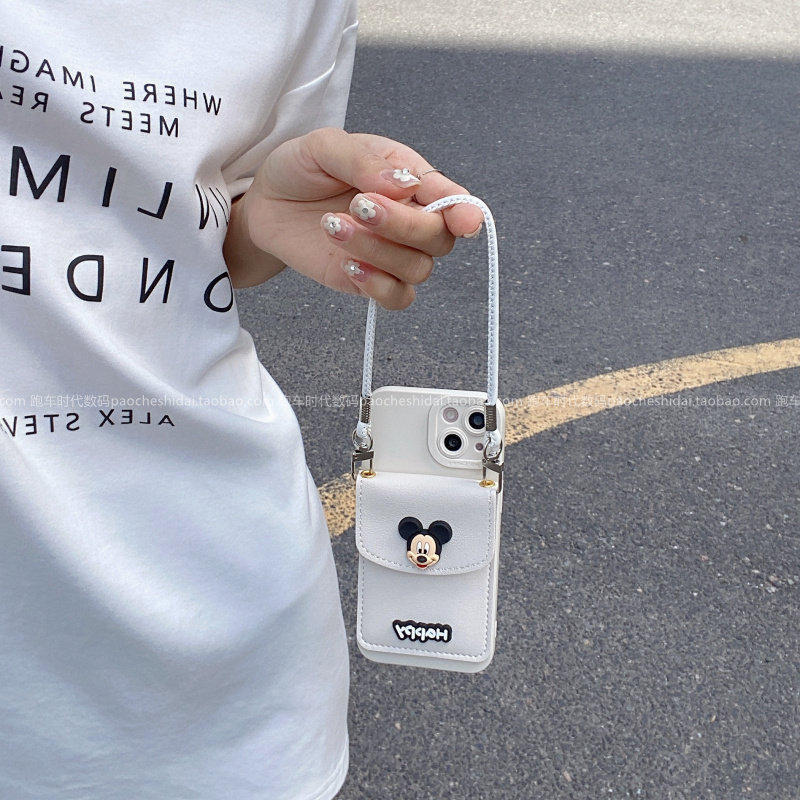 卡通米老鼠公仔英文卡包适用华为mate70手机壳pura80新款mate60pro女p70网红nova14斜挎畅享70x简约小众温柔