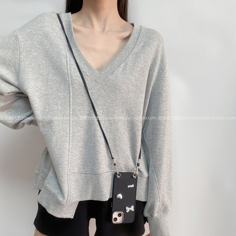 黑色卡通公仔适用苹果13手机壳iPhone12 11 14promax斜挎背带15pro全包防摔保护套78plus女款xs手提式14Pro壳