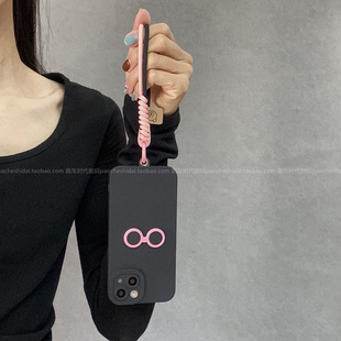 ins可爱炫酷粉色眼镜适用华为mate70手机壳nova12Pro撞色手拎绳P70女款P50全包mate60Pro新款nova11se硅胶P40