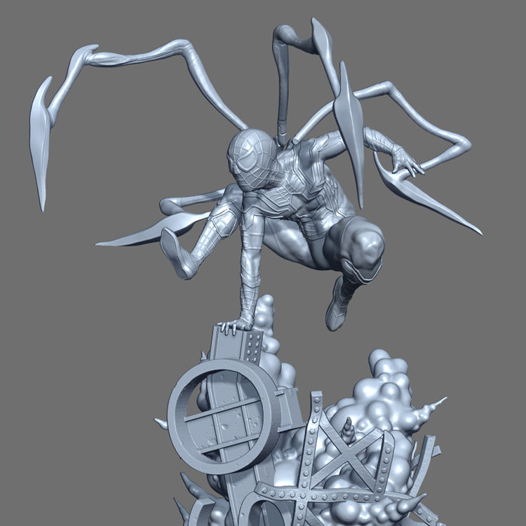 3d打印图纸模型素材STL蜘蛛侠高精手办雕刻圆雕图F1776