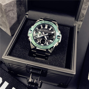 卡西欧手表男钢铁之心gshock王一博太阳能蓝牙运动表GST 100 B400
