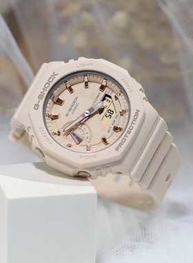 卡西欧手表女G-SHCOK农家橡树八角樱花粉运动防水女学生GMA-S2100