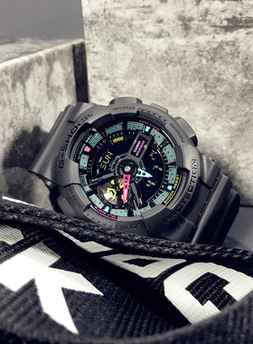 卡西欧GSHOCK手表男生新品炫彩运动大表盘运动防水电子表GA-110MF