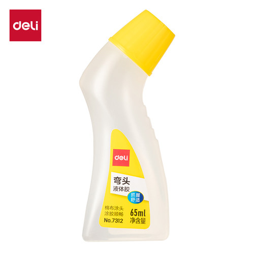 得力7312弯头液体胶胶PVAL粘贴牢固水(黄)(65ml/瓶)  12瓶