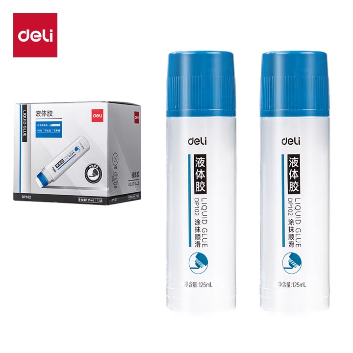得力 DP102 125ml PVAL液体胶胶水 蓝色 12个/盒