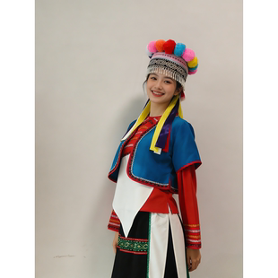 基诺族女款成人舞蹈演出服 少数民族舞台表演服装 大鼓舞盛装新款