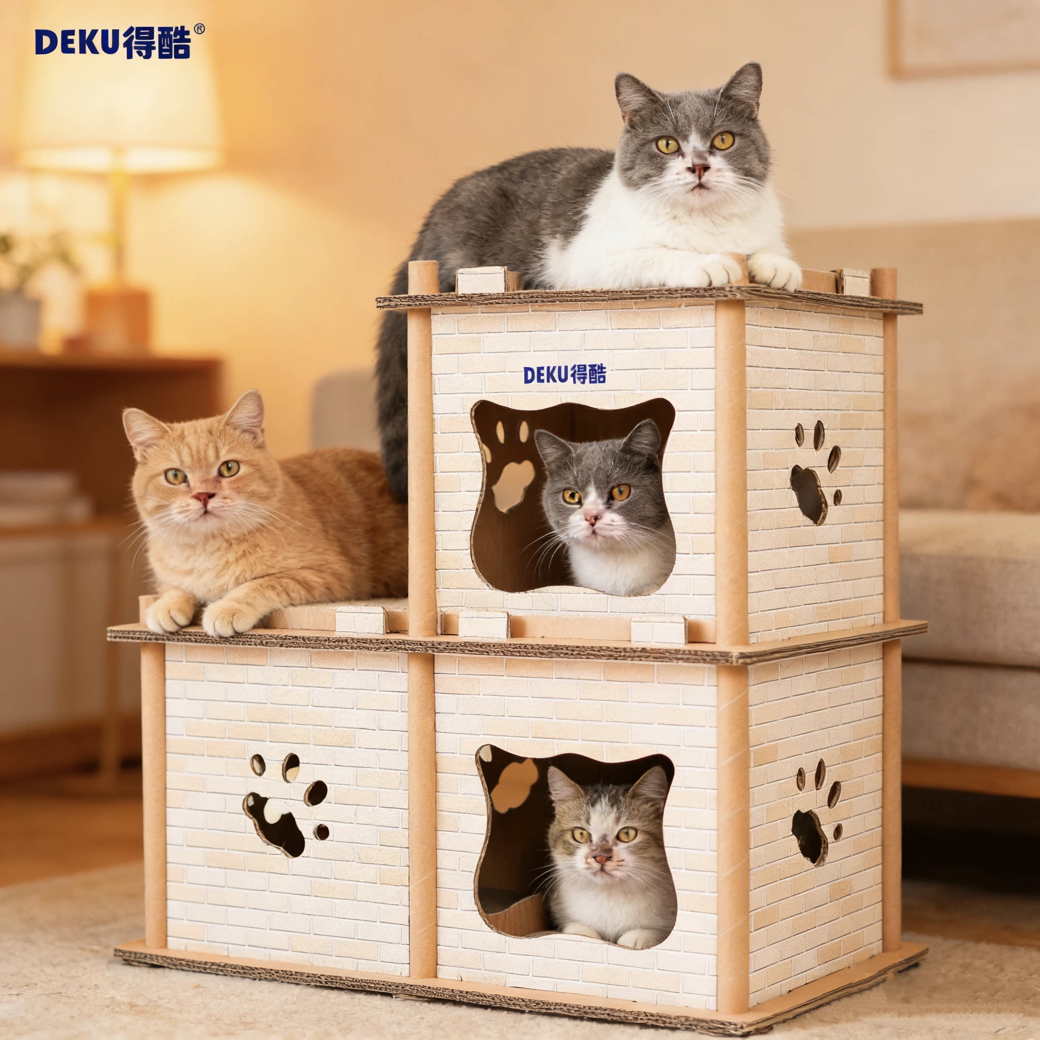 阶梯式猫抓板猫窝瓦楞纸双层猫别墅半封闭式猫房子磨爪神器不掉屑