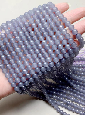 烟紫色玉髓半成品散珠子半成品 diy手链项链烟紫色珠子