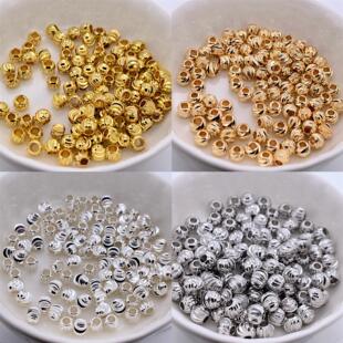 18K包金保色西瓜珠金珠子花纹珠散珠DIY配件手链手工串珠项链编绳