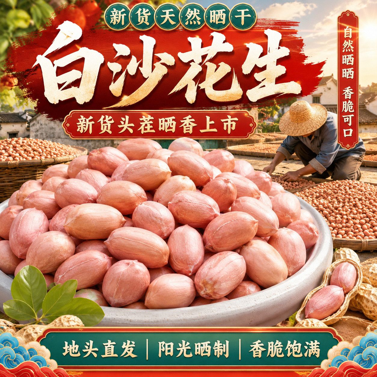 当季新货白沙白皮花生米农家新鲜花生仁无壳精选圆粒花生商用批发
