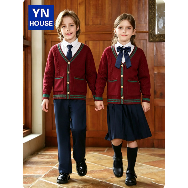 中小学生春秋校服秋冬毛衣套装