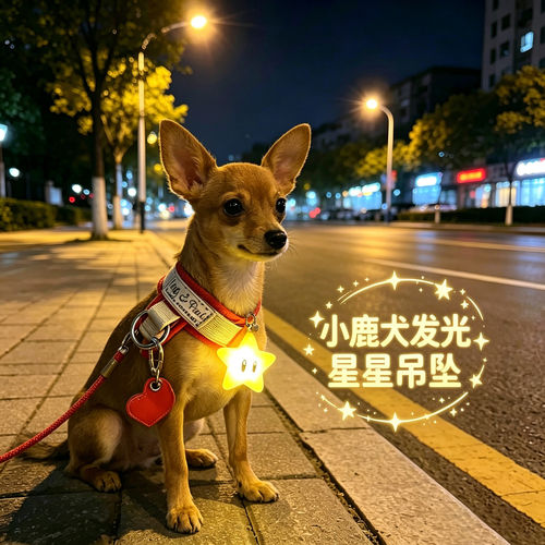 小鹿犬专用狗狗夜间发光吊坠项圈夜晚发光灯防走失遛狗胸背星星灯
