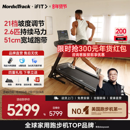 爱康NordicTrack跑步机家用款小型室内可折叠爬坡机专业T7静音TLX