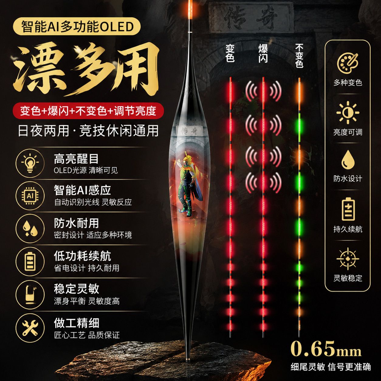 呈舟传奇0.65AI智能感应多功能防眩目OLED日夜两用高灵云梦泽浮漂