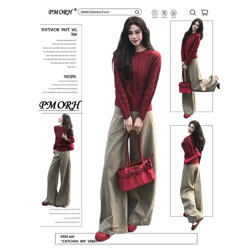 PMORH卡其色美式水洗工装阔腿牛仔裤女春季新款设计感显瘦直筒裤,女装/女士精品,牛仔裤,淘宝优惠券,粉丝福利购,淘宝优惠卷