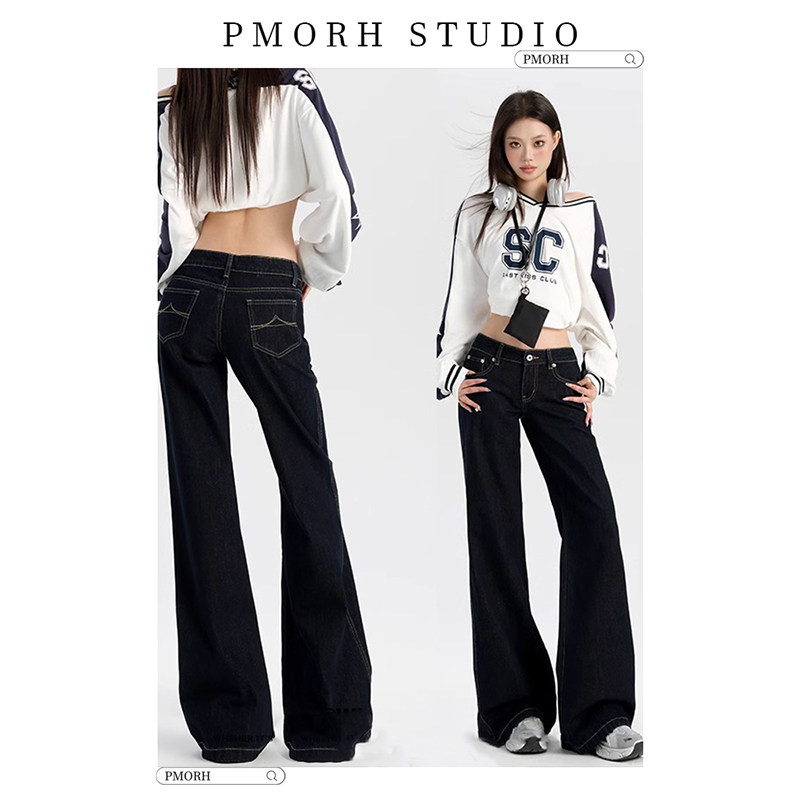 PMORH美式辣妹低腰刺绣微喇牛仔裤女秋冬2026新款显瘦马蹄喇叭裤,女装/女士精品,牛仔裤,淘宝优惠券,粉丝福利购,淘宝优惠卷