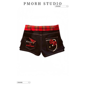 秋冬加厚高腰包臀a字热裤 PMORH甜酷猫刺绣辣妹牛仔短裤 女2026新款