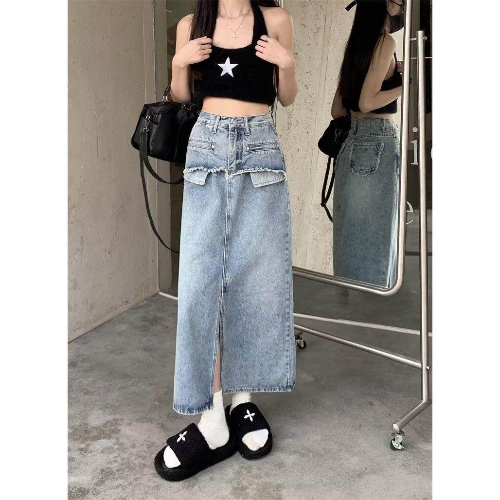 梨形身材半身裙女2025春夏穿搭小个子包臀显瘦中长款复古蓝牛仔裙,女装/女士精品,半身裙,淘宝优惠券,粉丝福利购,淘宝优惠卷