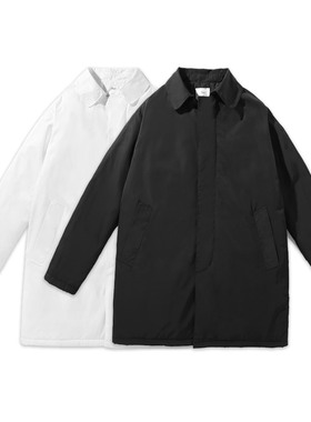 pureピュア 日本进口面料 加厚夹棉单排扣风衣 纯色棉服四色男