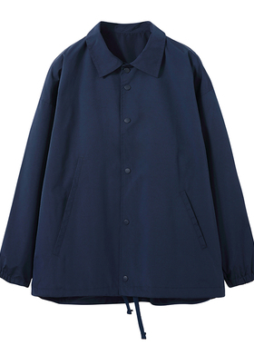 Pureピュア 秋冬日系翻领纯色 宽松教练夹克男装外套