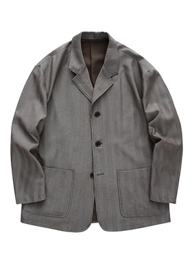 Pureピュア  春装廓形 复古暗纹西装男 宽松平驳领西服外套
