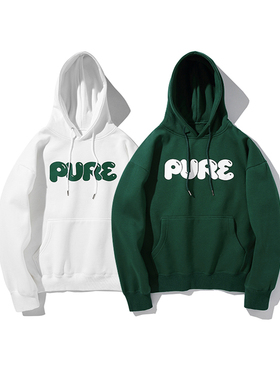Pureピュア oversize宽松纯棉春装帽衫 发泡卫衣男连帽日系ins