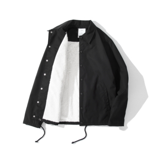 pureピュア 日系加绒加厚羊羔绒教练夹克外套男秋冬 日本进口面料