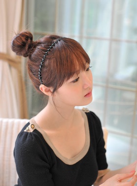 韩版时尚简约新款波浪螺旋钢质发箍头箍发饰男女通用黑色气质发箍