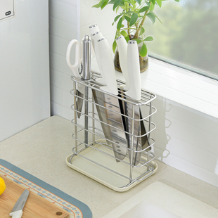 厨房304不锈钢刀架置物架家用菜刀收纳架台面单独刀具剪刀放置架