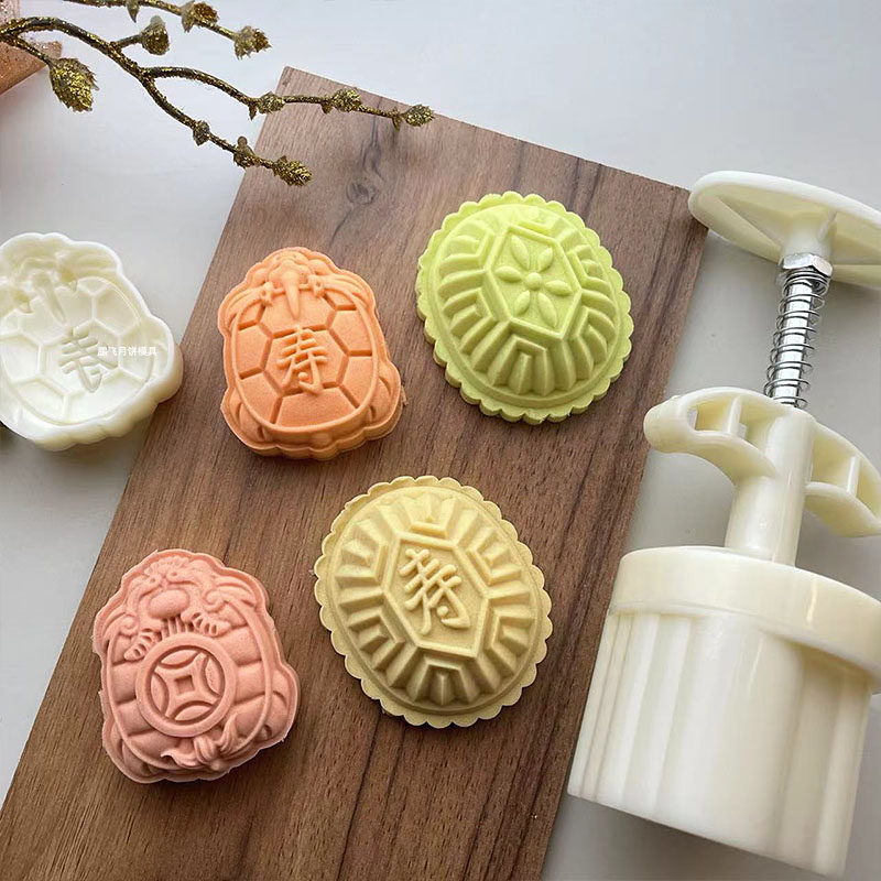 手压式50g75克立体动物乌龟寿龟凤梨酥绿豆糕点心烘焙压花模具