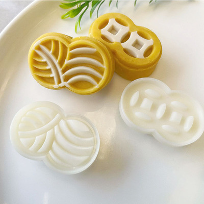 25克好运连连铜钱花绿豆糕模具