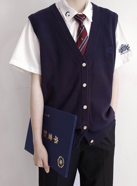 【刺篇原创】樱阪学院 jk/dk制服学院风毛衣针织开衫背心外套男秋