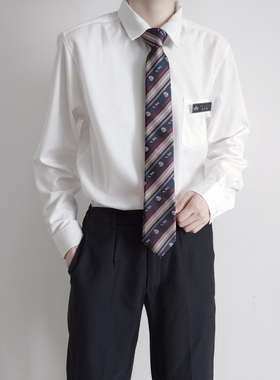 【刺篇】原创学院风DK制服基础款加绒加厚白色长袖衬衫秋冬男款
