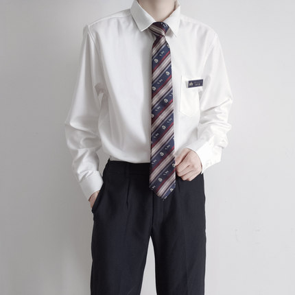 【刺篇】原创学院风DK制服基础款加绒加厚白色长袖衬衫秋冬男款
