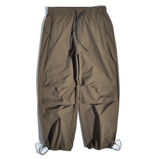 男 日系宽松阔腿直筒港风机能休闲裤 山系户外速干防泼水束脚工装 裤