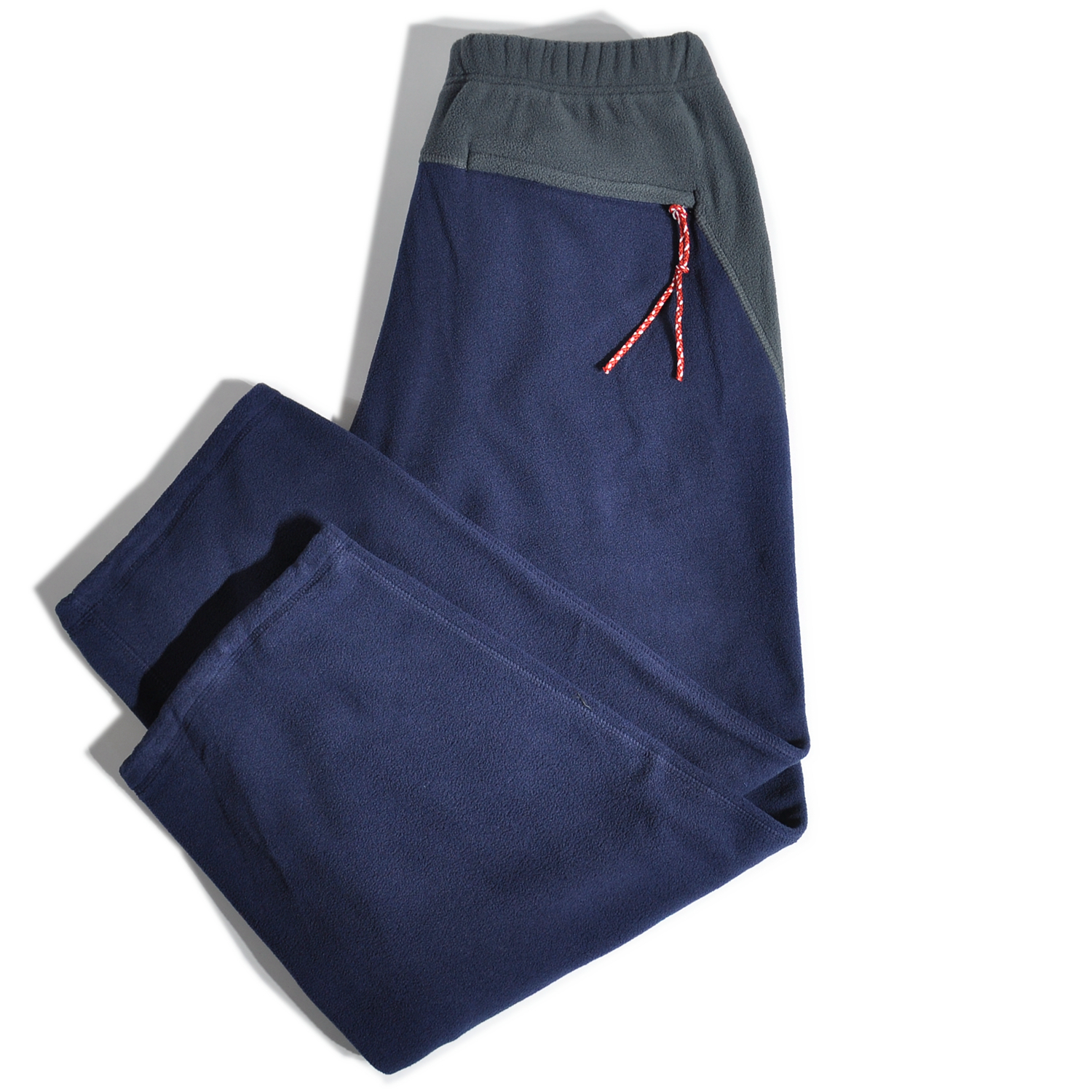 日系复古撞色拼接摇粒绒阔腿卫裤