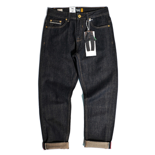 阿美咔叽脱浆原色养牛直筒小脚裤 重磅美式 复古红白赤耳丹宁牛仔裤