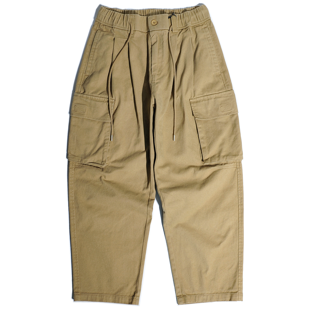 重磅斜纹纱卡山系双褶阔腿工装裤