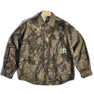 港风宽松廓形外套 衬衫 重磅梭织CityBoy山系户外休闲迷彩工装 长袖