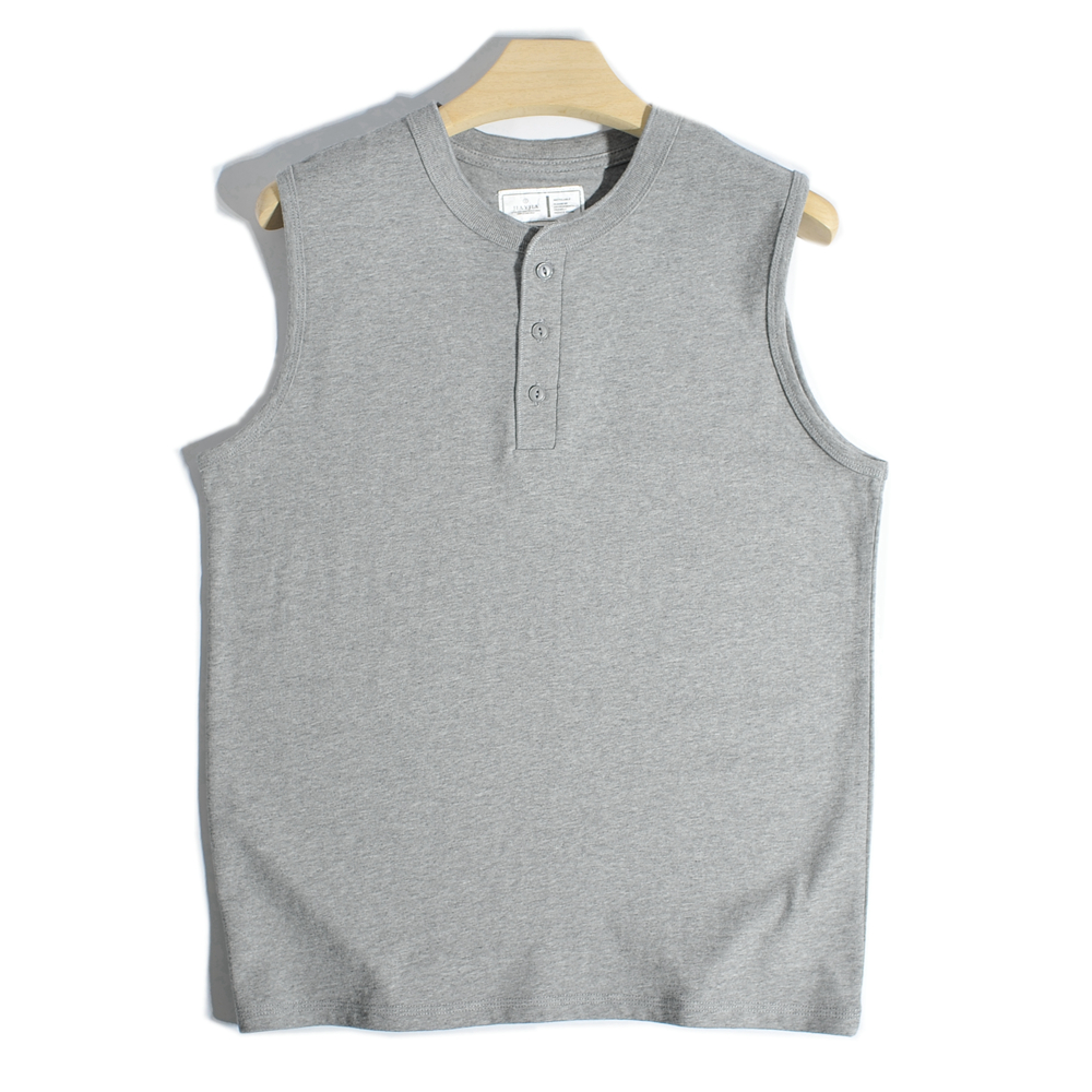 美式复古亨利领宽松背心