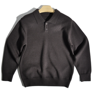 优雅痞帅老钱风polo翻领针织衫 休闲港风复古巴恩风慵懒毛衣男 美式