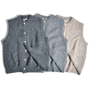 文艺雅痞老钱风针织开衫 外套 背心毛衣叠穿保暖马甲日系休闲针织衫