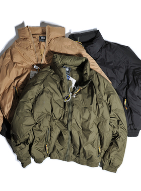 日版MA-1改良山系户外工装廓形立领棉服夹克日系宽松棉衣厚外套男