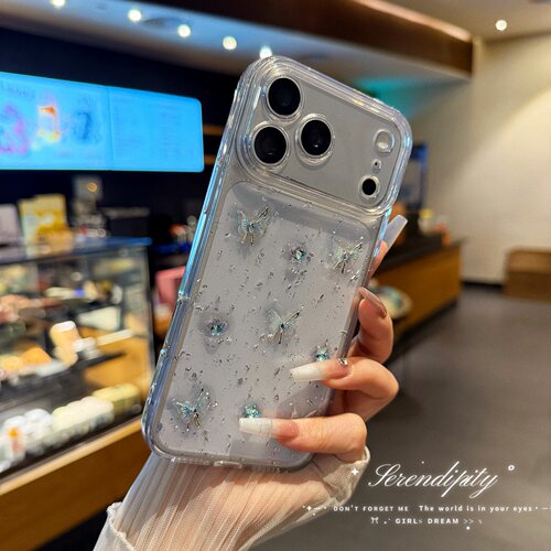 立体水钻蝴蝶适用苹果17promax手机壳华为Mate80小米14oppoReno1615滴胶vivos60红米k90一加ace6全包荣耀600
