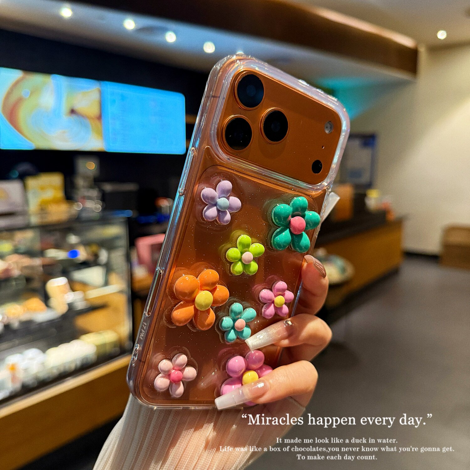 彩色花朵适用苹果17 18promax手机壳华为Mate80小米oppoReno16立体滴胶vivos60红米k90一加ace6保护套荣耀600