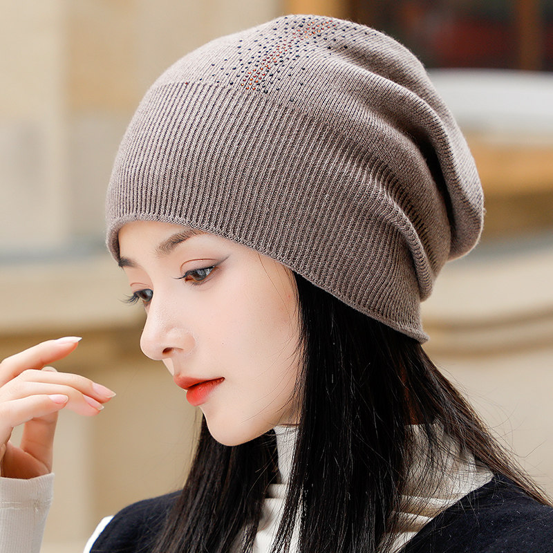 帽子女秋冬保暖针织堆堆帽护耳百搭女士毛线包头帽月子冷帽1214r