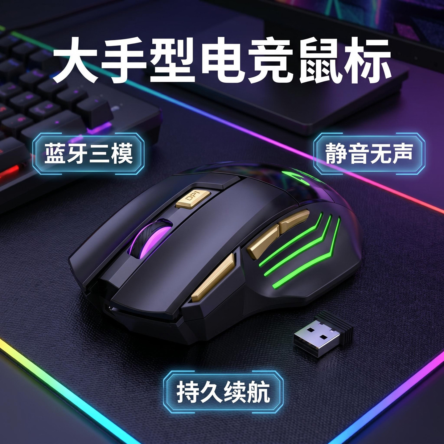 蓝牙三模大手型充电电竞游戏鼠标图片