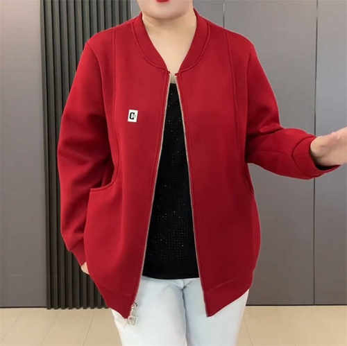 长袖拉链遮肉口袋开衫外套气质