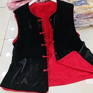 冬春季时尚洋气大码女装马夹新中式国风盘扣无袖马甲背心显瘦百搭
