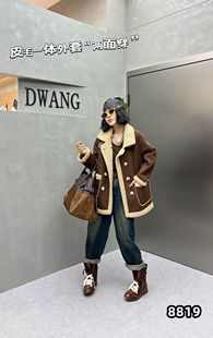 大码女装立领双面穿皮毛一体外套2025冬季新款羊羔毛短款棉服棉衣